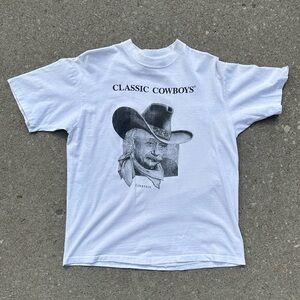 RARE Vintage 80s  Classic Cowboys Einstein T-shirt  Size L 42-44 | Hanes Beefy